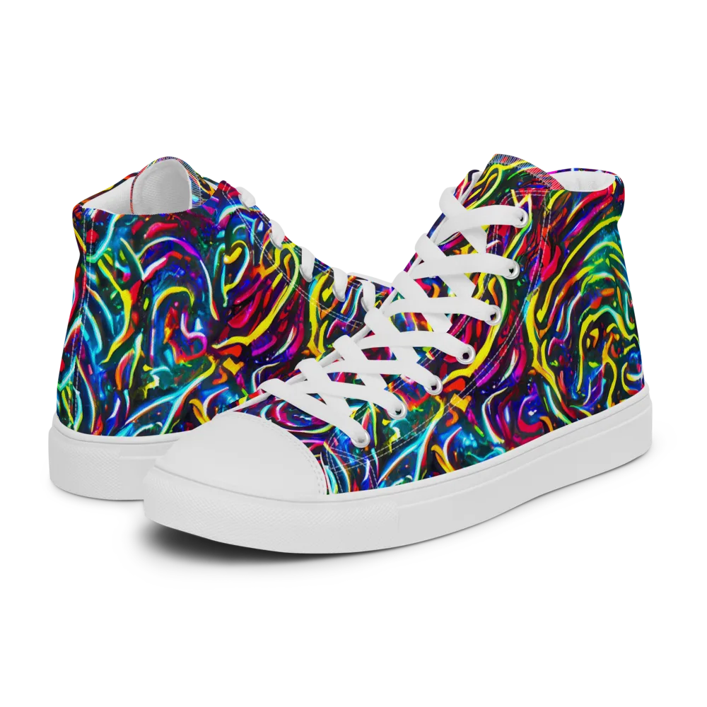 Prismatic Torrent on Men's High Top Canvas Shoes — Left