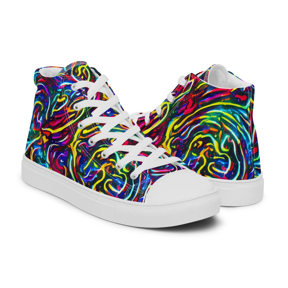 Prismatic Torrent on Men's High Top Canvas Shoes — Right