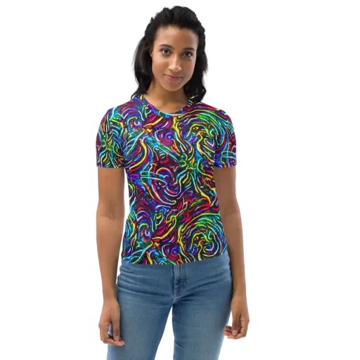 Prismatic Torrent on a Women's Crew Neck T-Shirt
