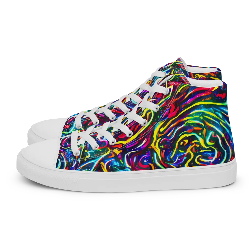 Prismatic Torrent on Women's High Top Canvas Shoes — Left