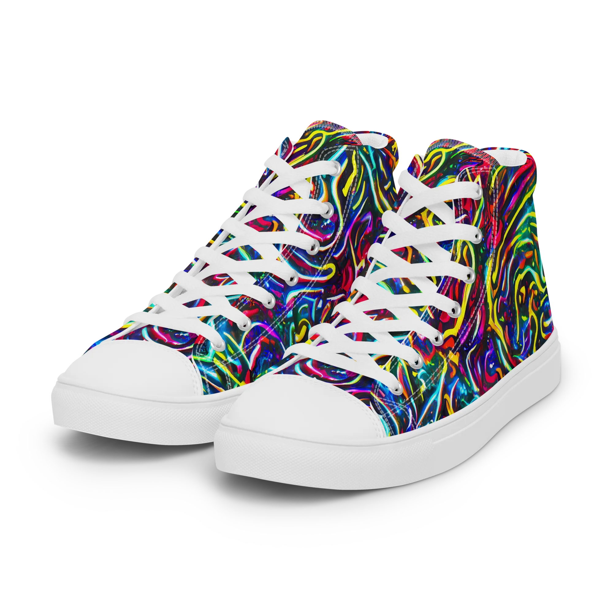 Prismatic Torrent on Women's High Top Canvas Shoes — Left Front