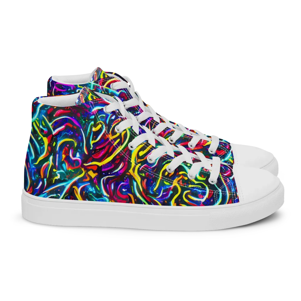 Prismatic Torrent on Women's High Top Canvas Shoes — Right