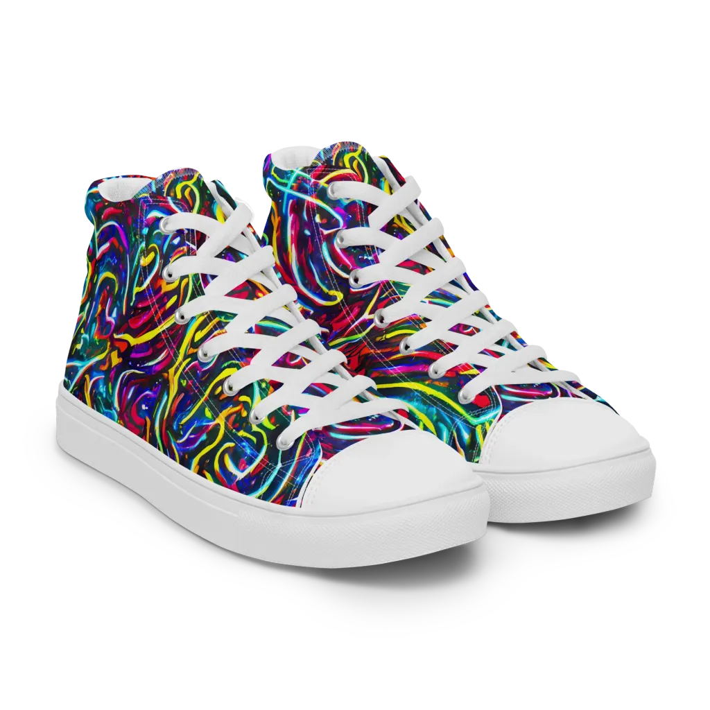 Prismatic Torrent on Women's High Top Canvas Shoes — Right Front