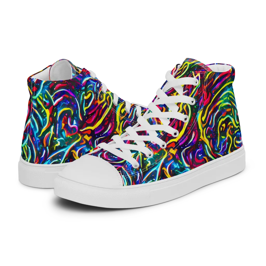 Prismatic Torrent on Women's High Top Canvas Shoes — Left