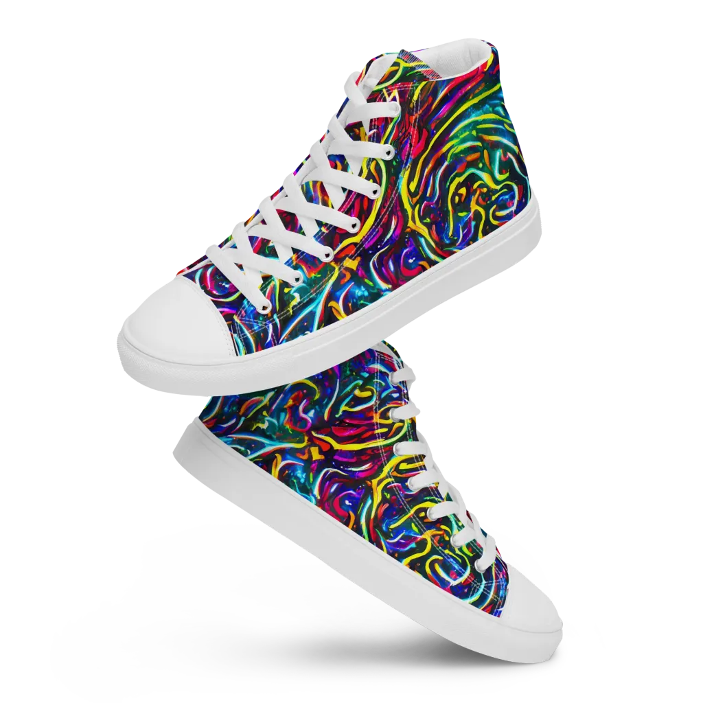 Prismatic Torrent on Women's High Top Canvas Shoes — Front