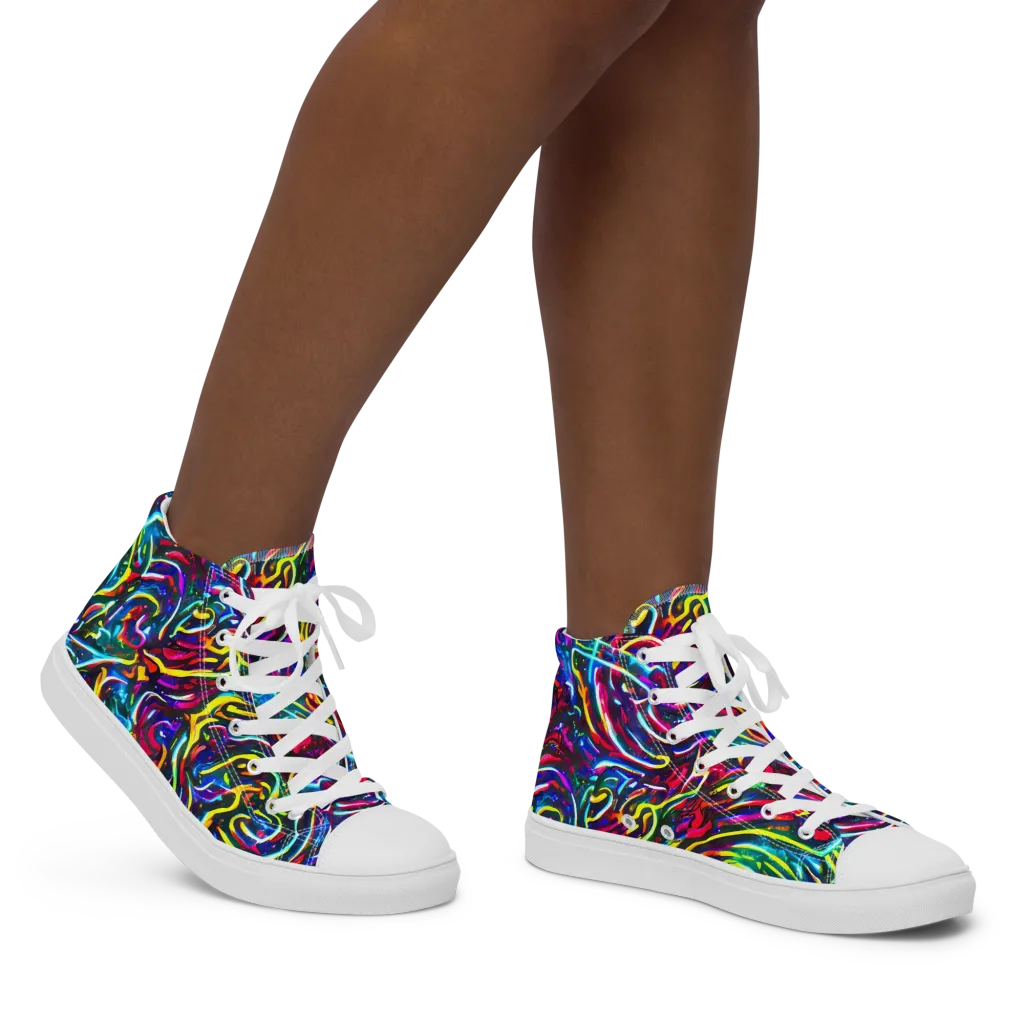 Prismatic Torrent on Women's High Top Canvas Shoes — Right