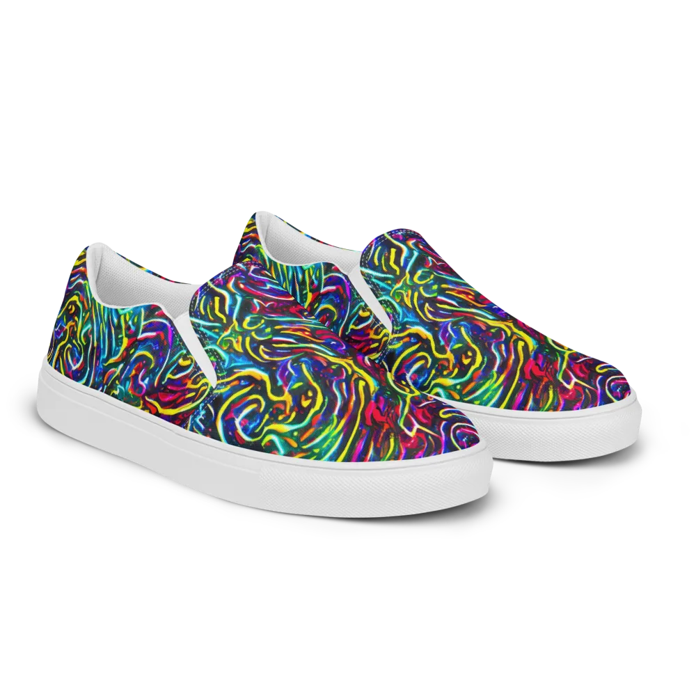 Prismatic Torrent on Men's Slip-On Canvas Shoes — Right Front