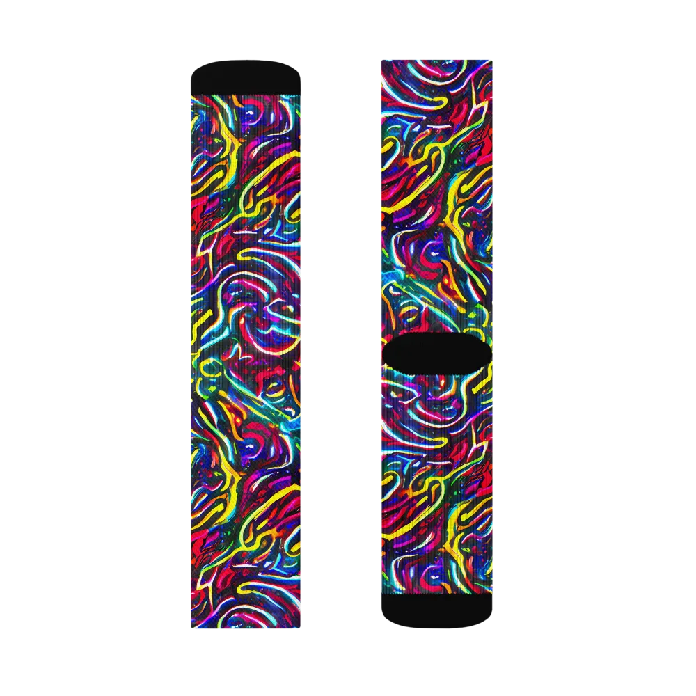 Prismatic Torrent on Socks — Left Sock