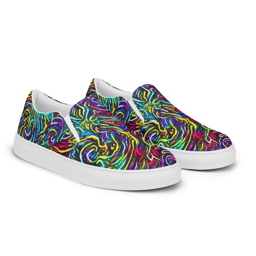 Prismatic Torrent on Women's Slip-On Canvas Shoes — Right Front