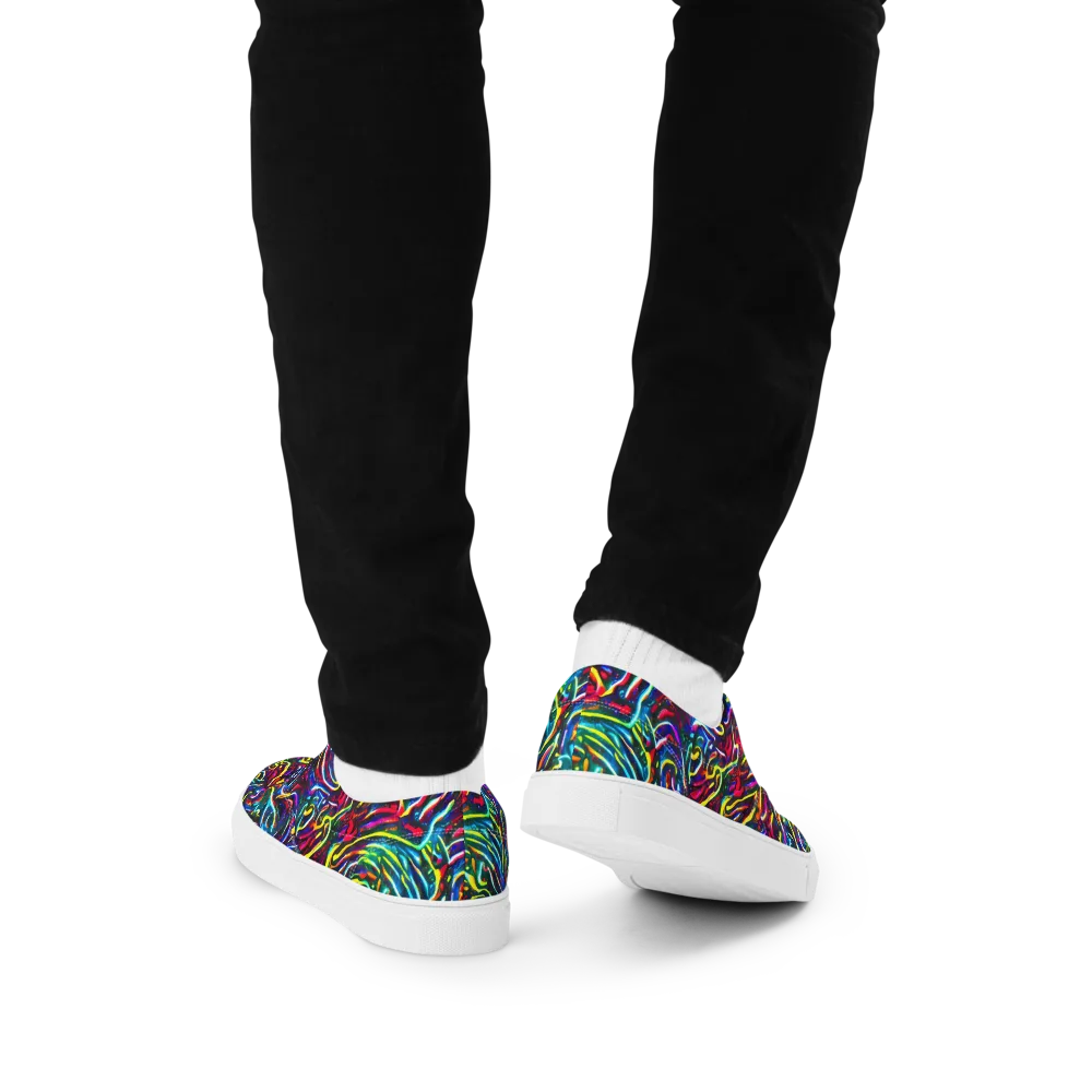 Prismatic Torrent on Men's Lace-Up Canvas Shoes — Back