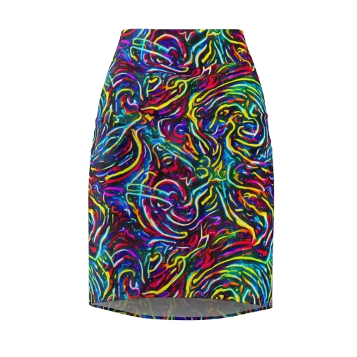 Prismatic Torrent on a Pencil Skirt