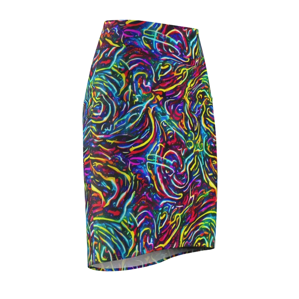 Prismatic Torrent on Pencil Skirt — Front Side