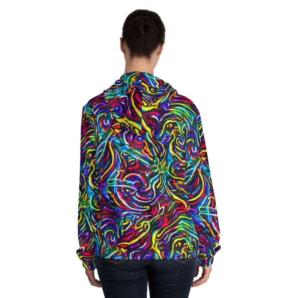 Prismatic Torrent on Women's Full-Zip Hoodie — Back On Person