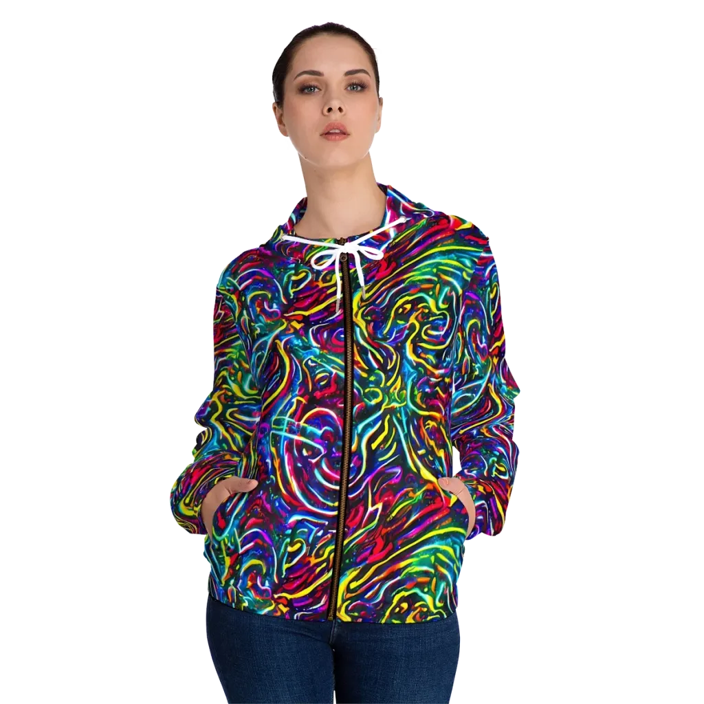 Prismatic Torrent on Women's Full-Zip Hoodie — Front On Person