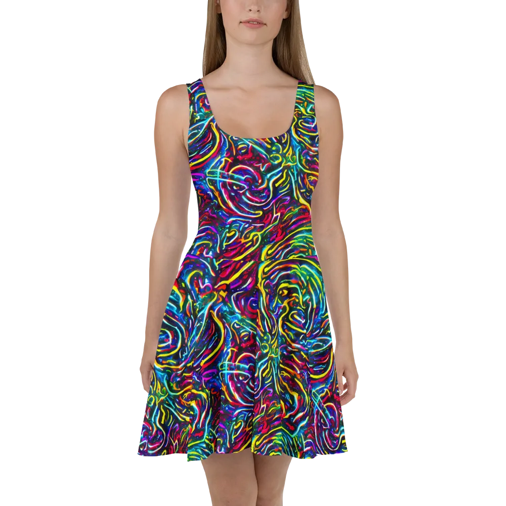 Prismatic Torrent on Skater Dress — Front