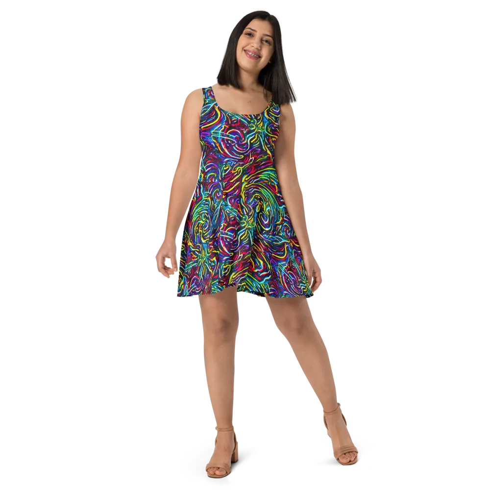 Prismatic Torrent on Skater Dress — Front