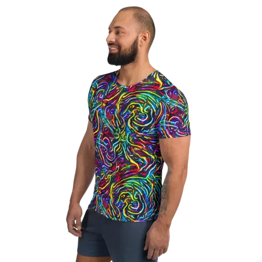 Prismatic Torrent on a Men's Athletic T-Shirt