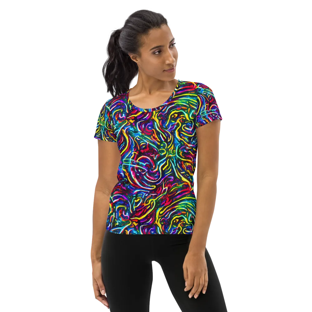 Prismatic Torrent on Women's Athletic T-Shirt — Front