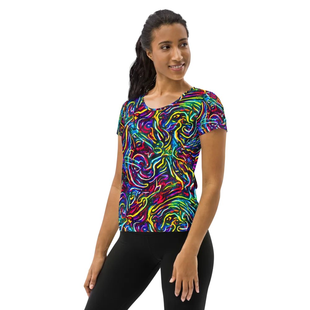 Prismatic Torrent on Women's Athletic T-Shirt — Left