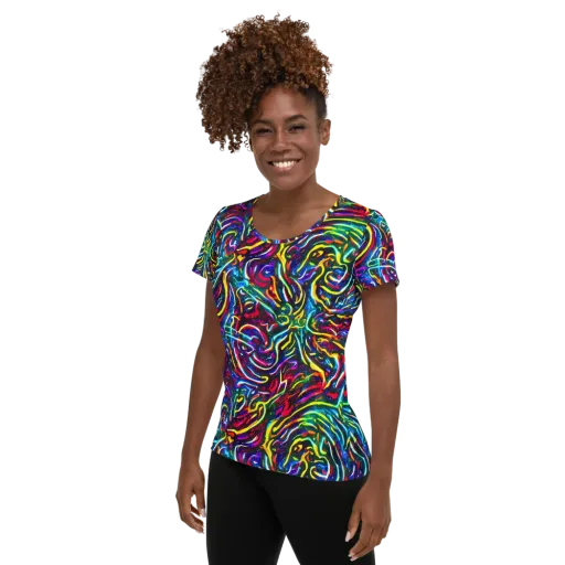 Prismatic Torrent on a Women's Athletic T-Shirt