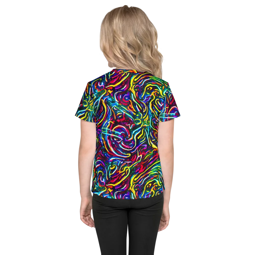 Prismatic Torrent on Kids Crew Neck T-Shirt — Back