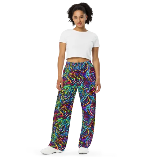 Prismatic Torrent on a Wide-Leg Pants