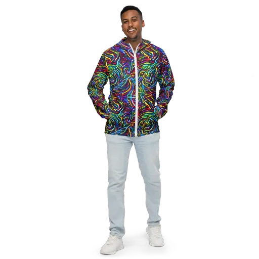 Prismatic Torrent on a Men's Windbreaker