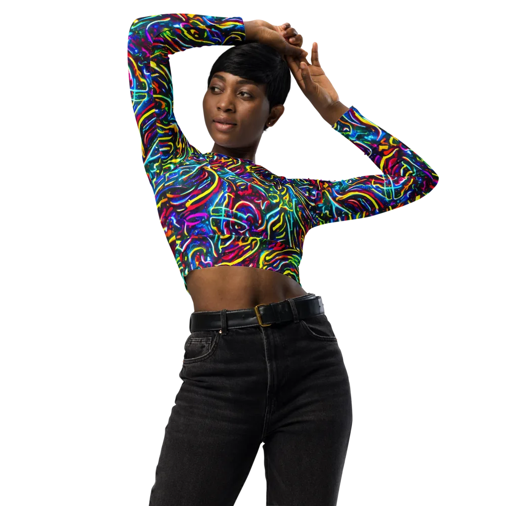 Prismatic Torrent on Long Sleeve Crop Top — Front
