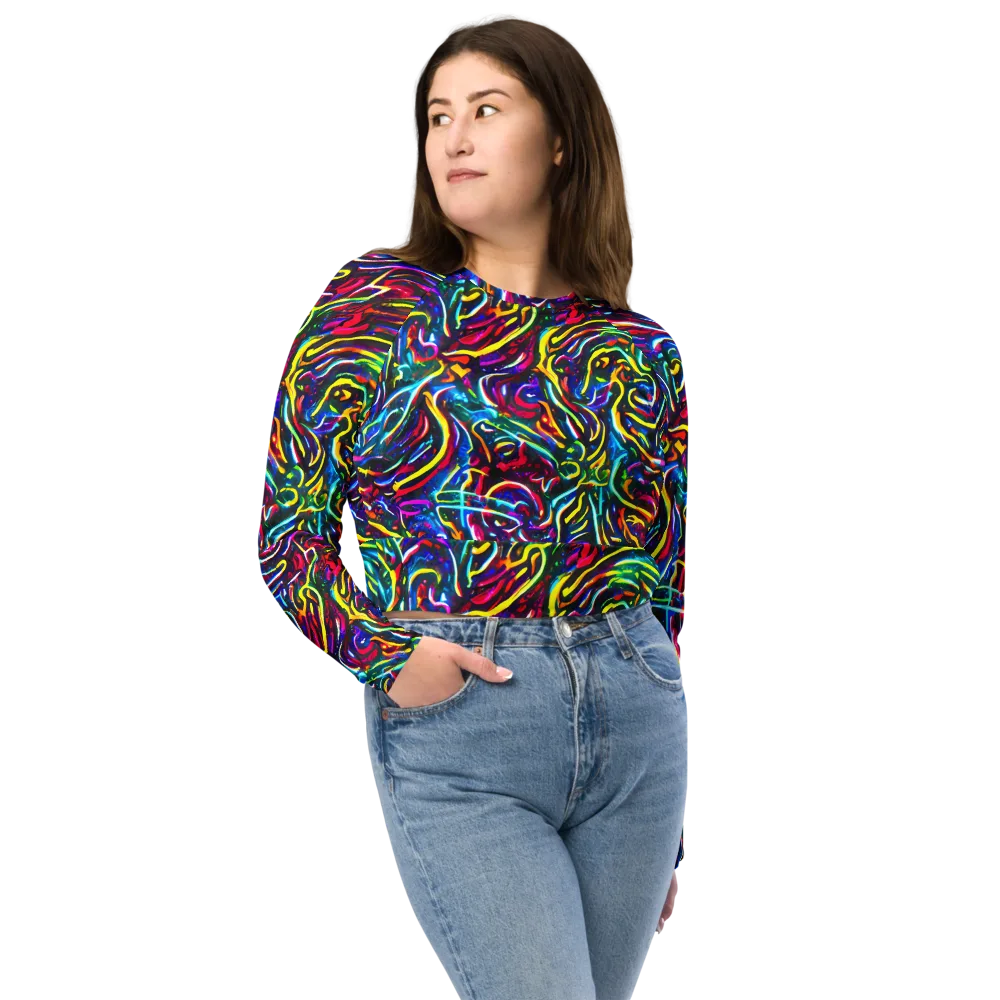 Prismatic Torrent on Long Sleeve Crop Top — Front