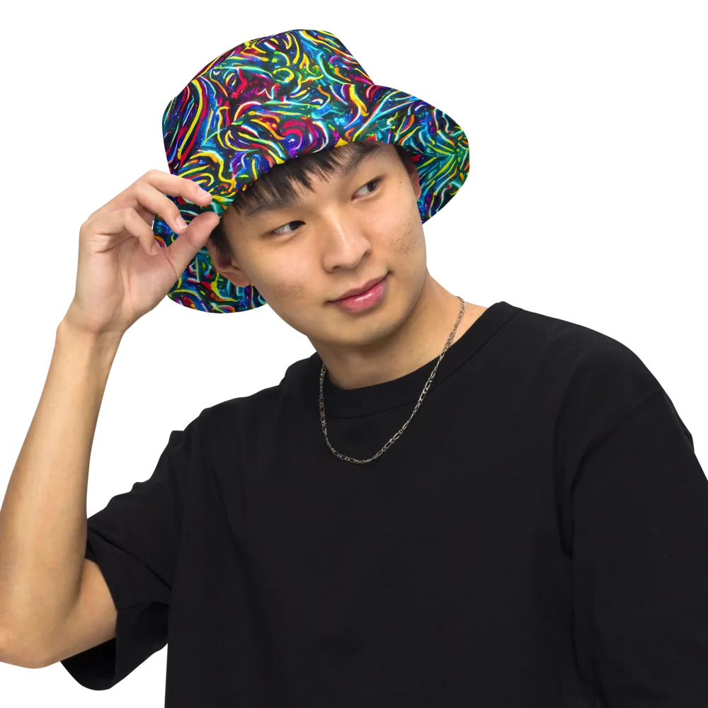 Prismatic Torrent on Reversible Bucket Hat — Front Inside