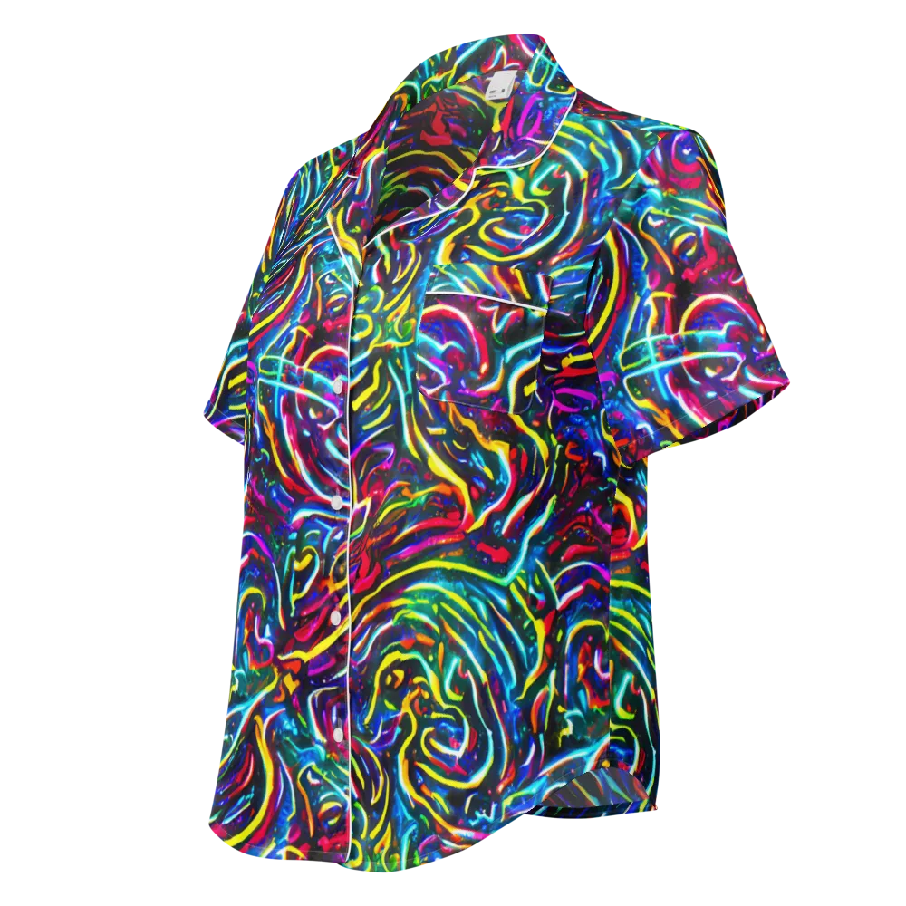Prismatic Torrent on Women's Short Sleeve Pajama Top — Left Front