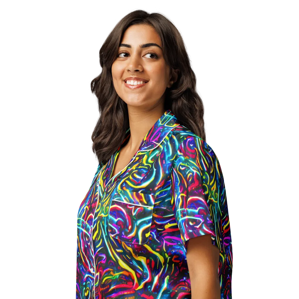 Prismatic Torrent on Women's Short Sleeve Pajama Top — Left Front