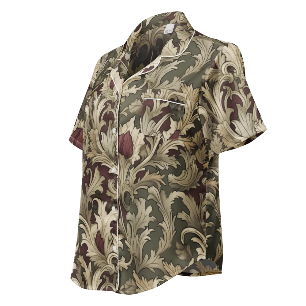 Baroque Verdure on Women's Short Sleeve Pajama Top — Left Front