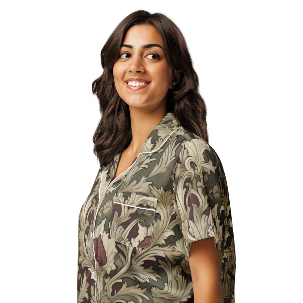Baroque Verdure on Women's Short Sleeve Pajama Top — Left Front
