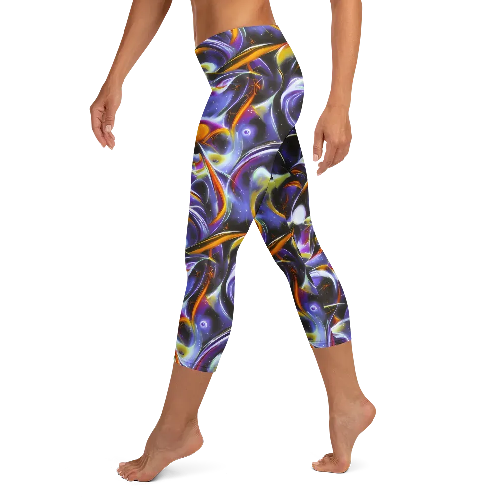 Nebula Flux on Capri Leggings — Left