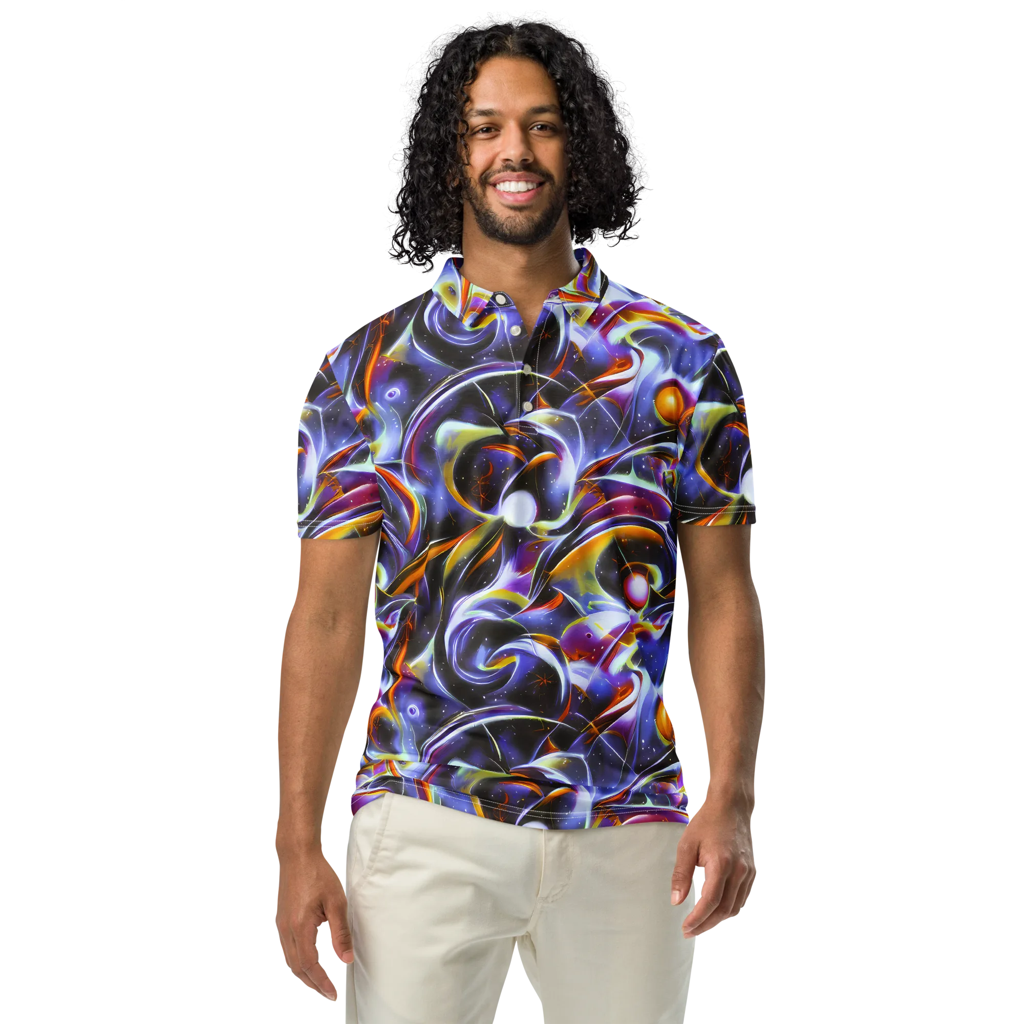 Nebula Flux on Men's Slim Fit Polo Shirt — Front