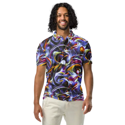 Nebula Flux on a Men's Slim Fit Polo Shirt