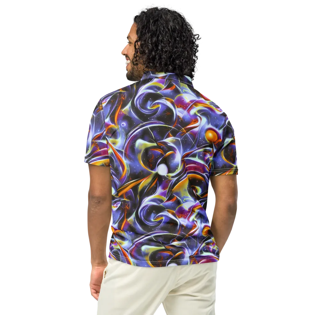 Nebula Flux on Men's Slim Fit Polo Shirt — Back