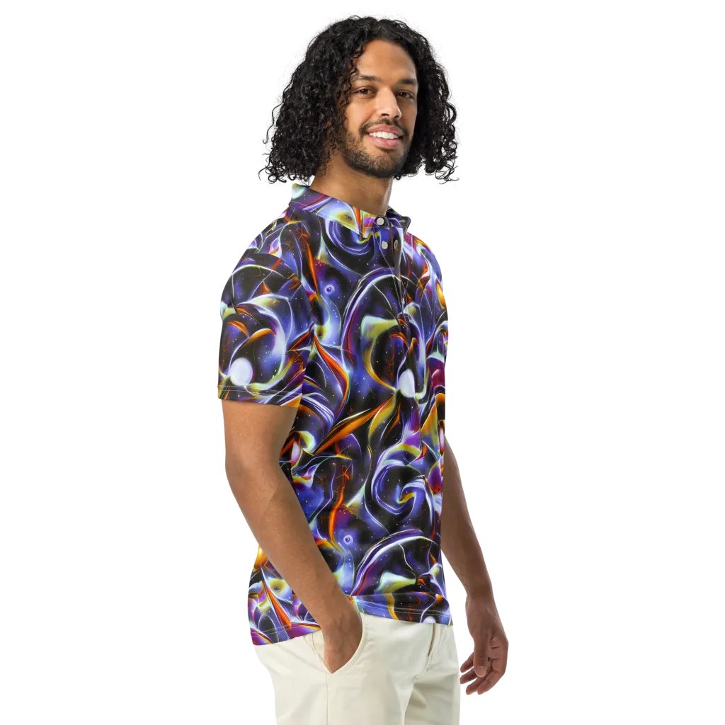 Nebula Flux on Men's Slim Fit Polo Shirt — Right Front