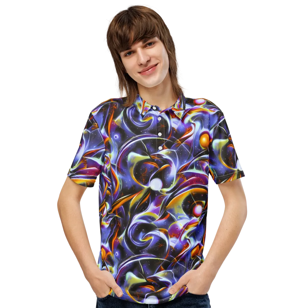 Nebula Flux on Men's Slim Fit Polo Shirt — Front