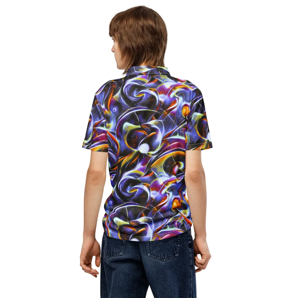 Nebula Flux on Men's Slim Fit Polo Shirt — Back