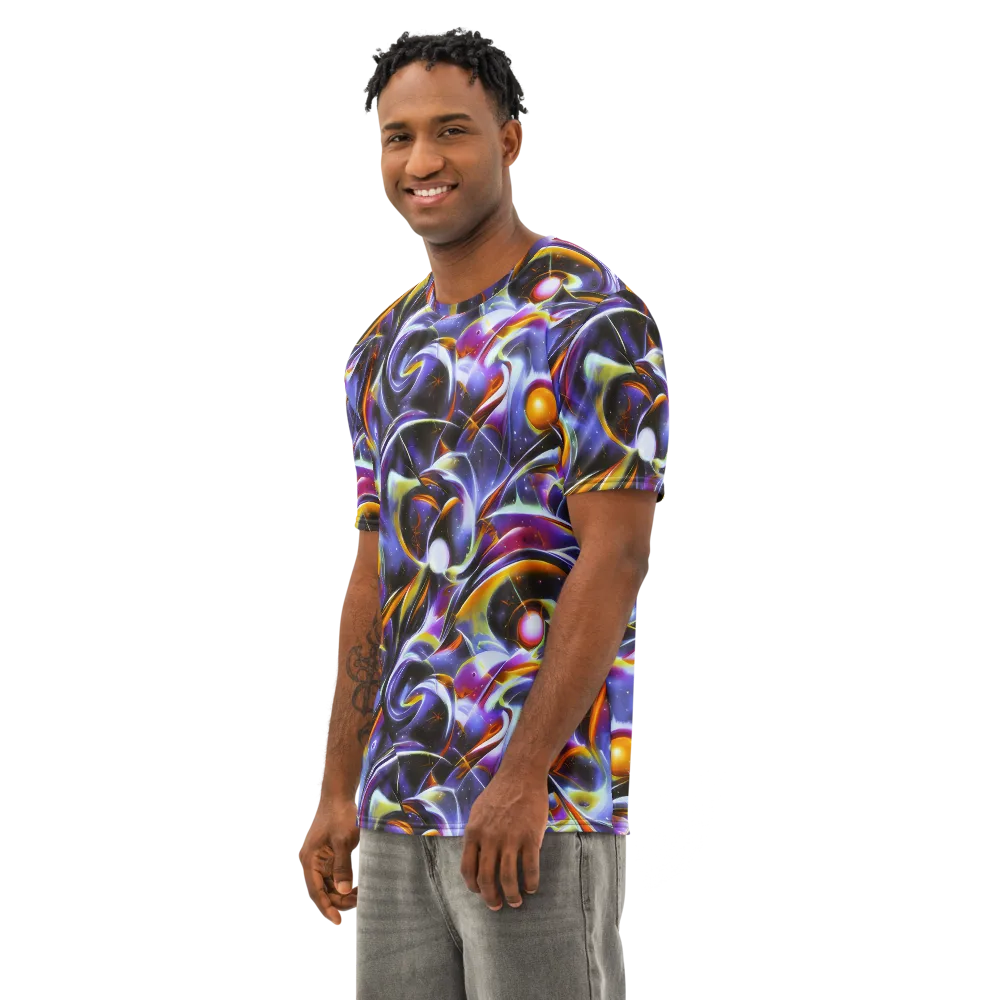 Nebula Flux on Men's Cotton Crew Neck T-Shirt — Left Front