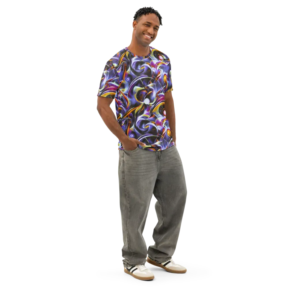 Nebula Flux on Men's Cotton Crew Neck T-Shirt — Right Front