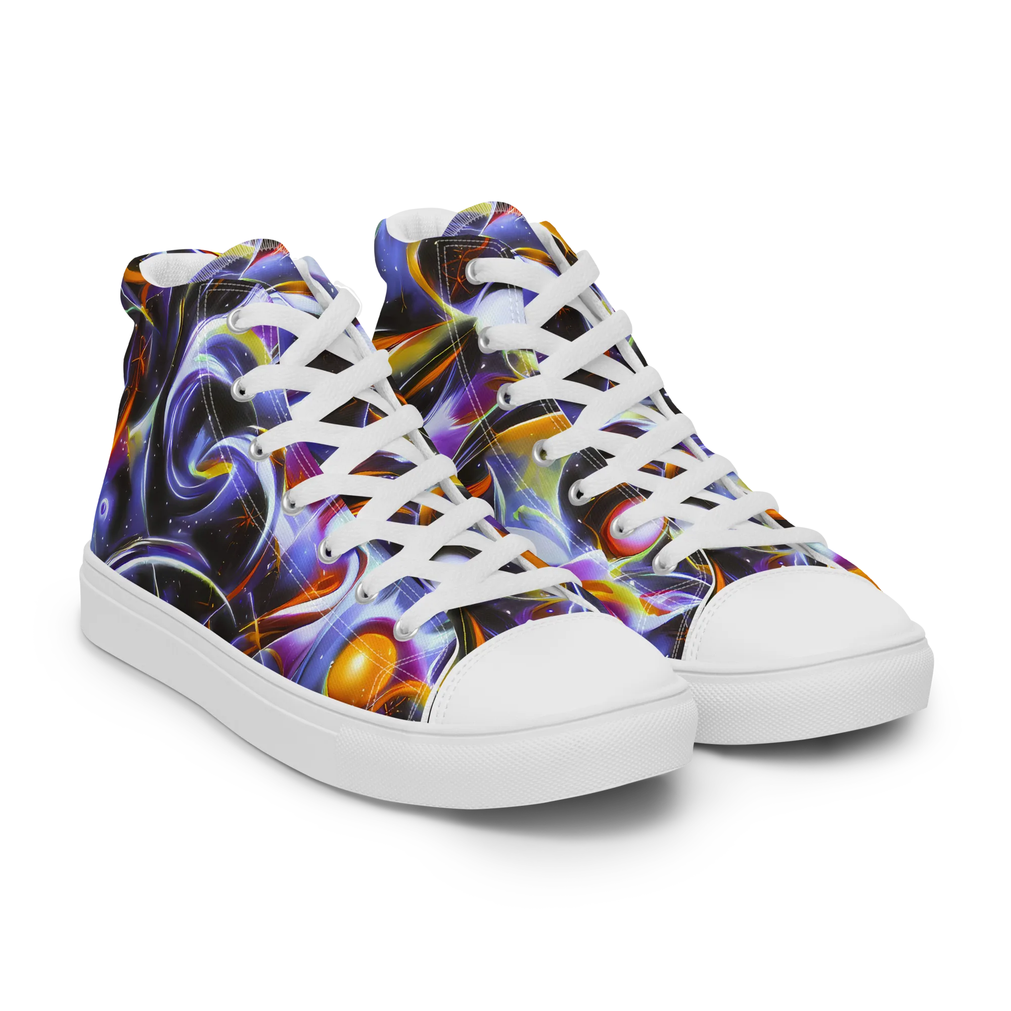 Nebula Flux on Men's High Top Canvas Shoes — Right Front