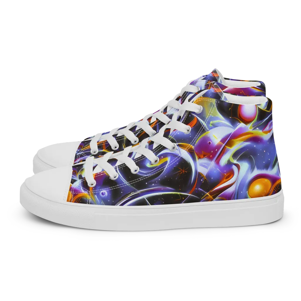 Nebula Flux on Men's High Top Canvas Shoes — Left