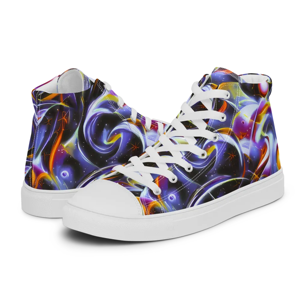 Nebula Flux on Men's High Top Canvas Shoes — Left