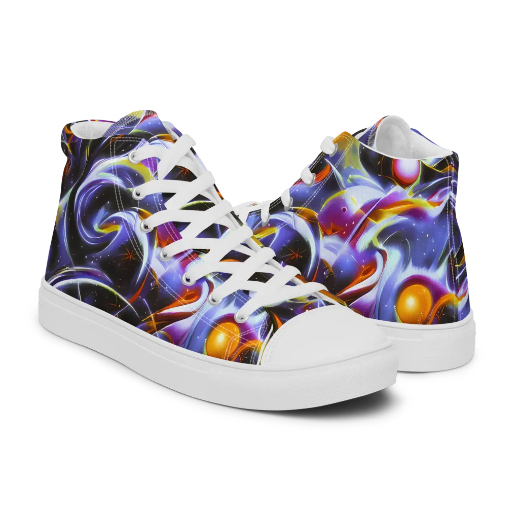 Nebula Flux on Men's High Top Canvas Shoes — Right