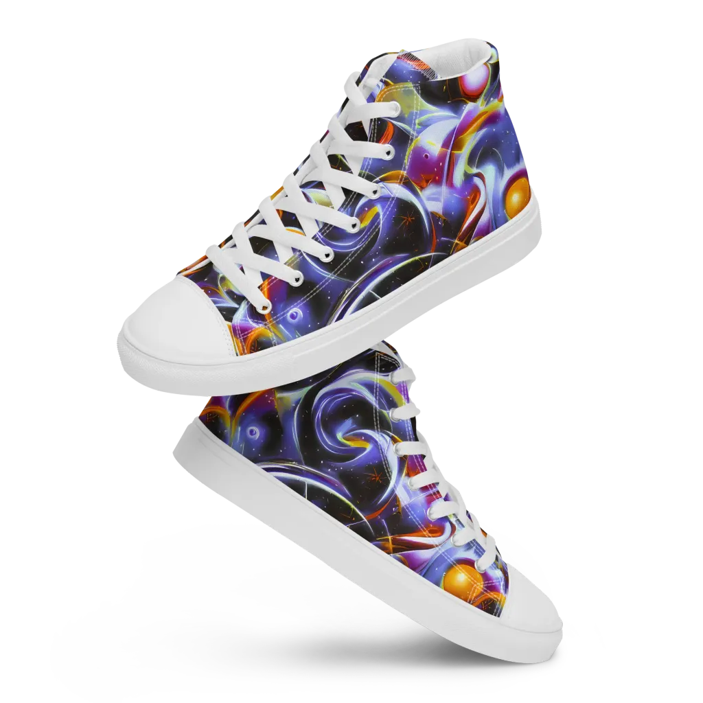Nebula Flux on Men's High Top Canvas Shoes — Front
