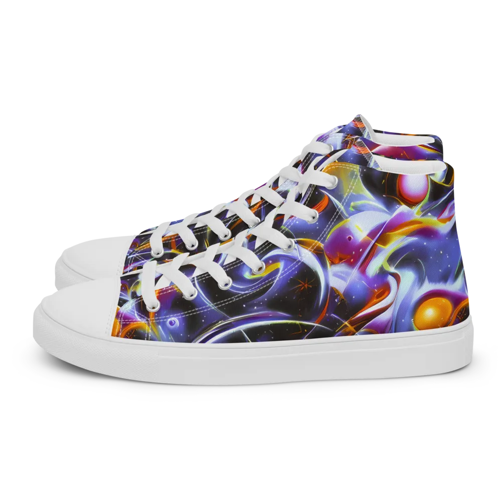Nebula Flux on Women's High Top Canvas Shoes — Left