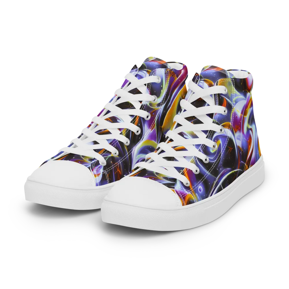 Nebula Flux on Women's High Top Canvas Shoes — Left Front